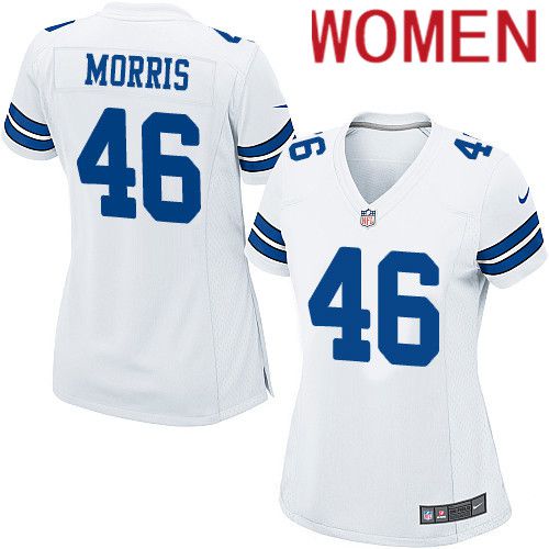 Women Dallas Cowboys #46 Alfred Morris Nike White Team Game NFL Jersey->women nfl jersey->Women Jersey